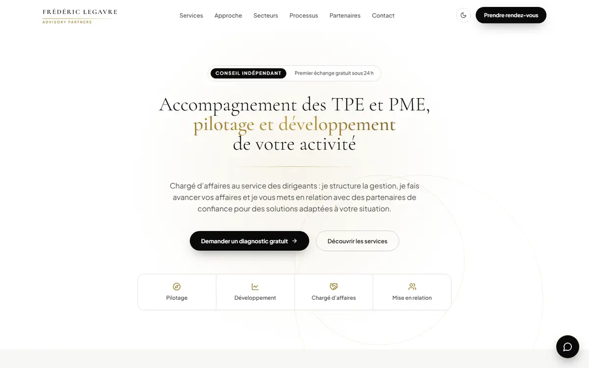 Site web Frédéric Legavre Advisory Partners - Conseil aux dirigeants