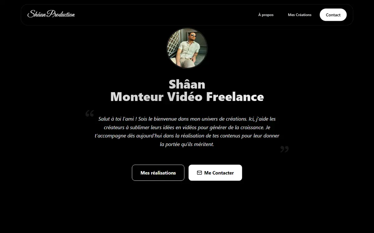 Site web Shaan Production - Production vidéo